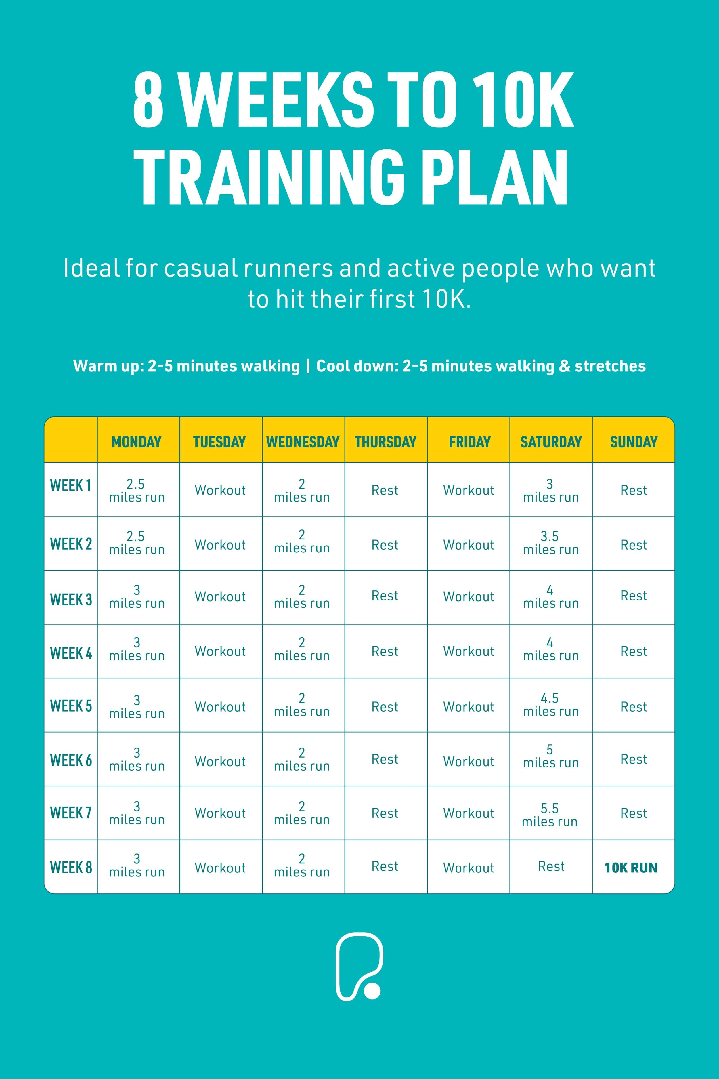 Printable 8 Week 10k Training Plan