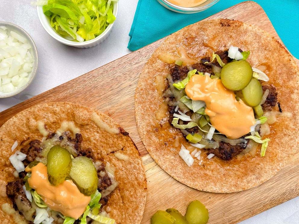 Easy Smash Burger Tacos • Heartbeet Kitchen